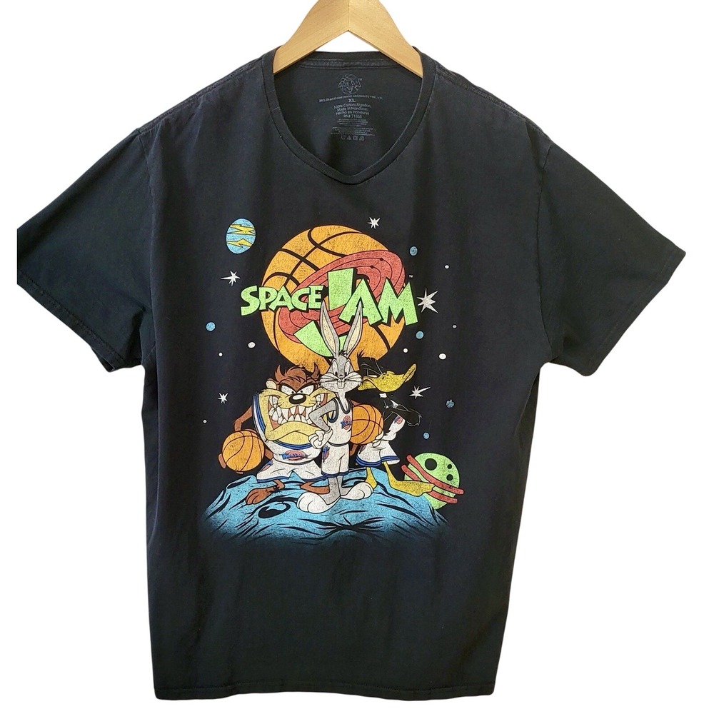Space Jam T-Shirt Unisex Black Grunge Streetwear XL‎ 100% cotton